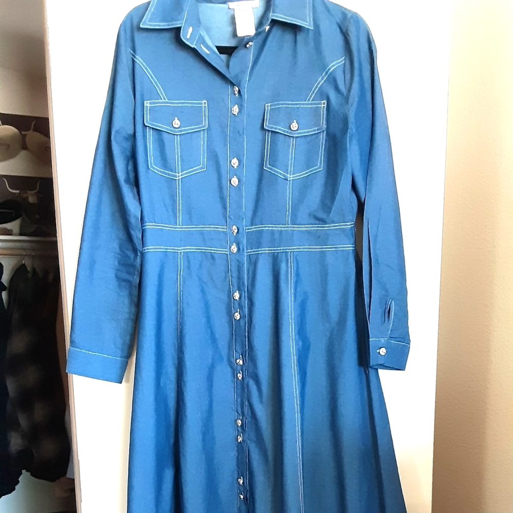 Even Denim Maxi Dress with Western Star Buttons